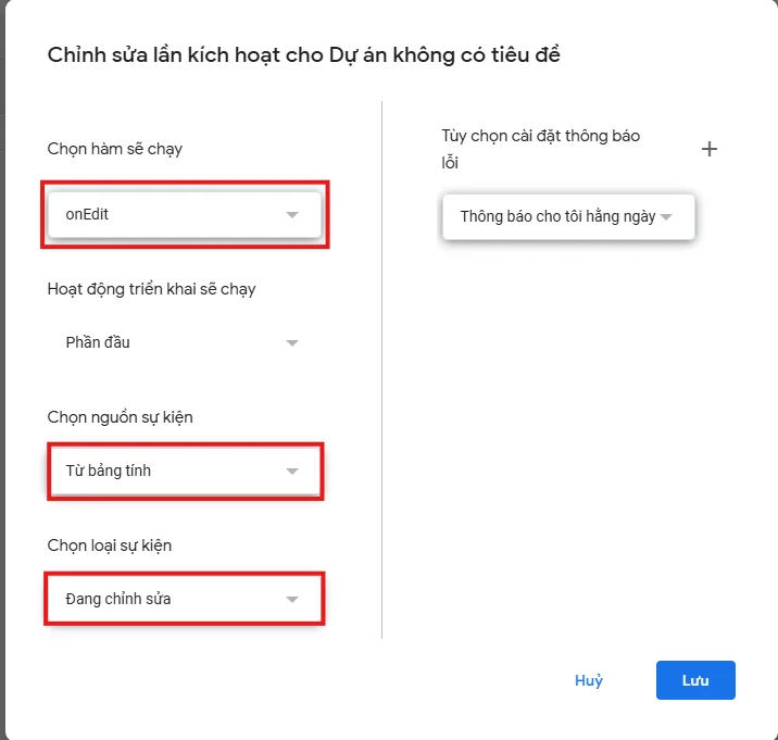 Cấu hình trình kích hoạt